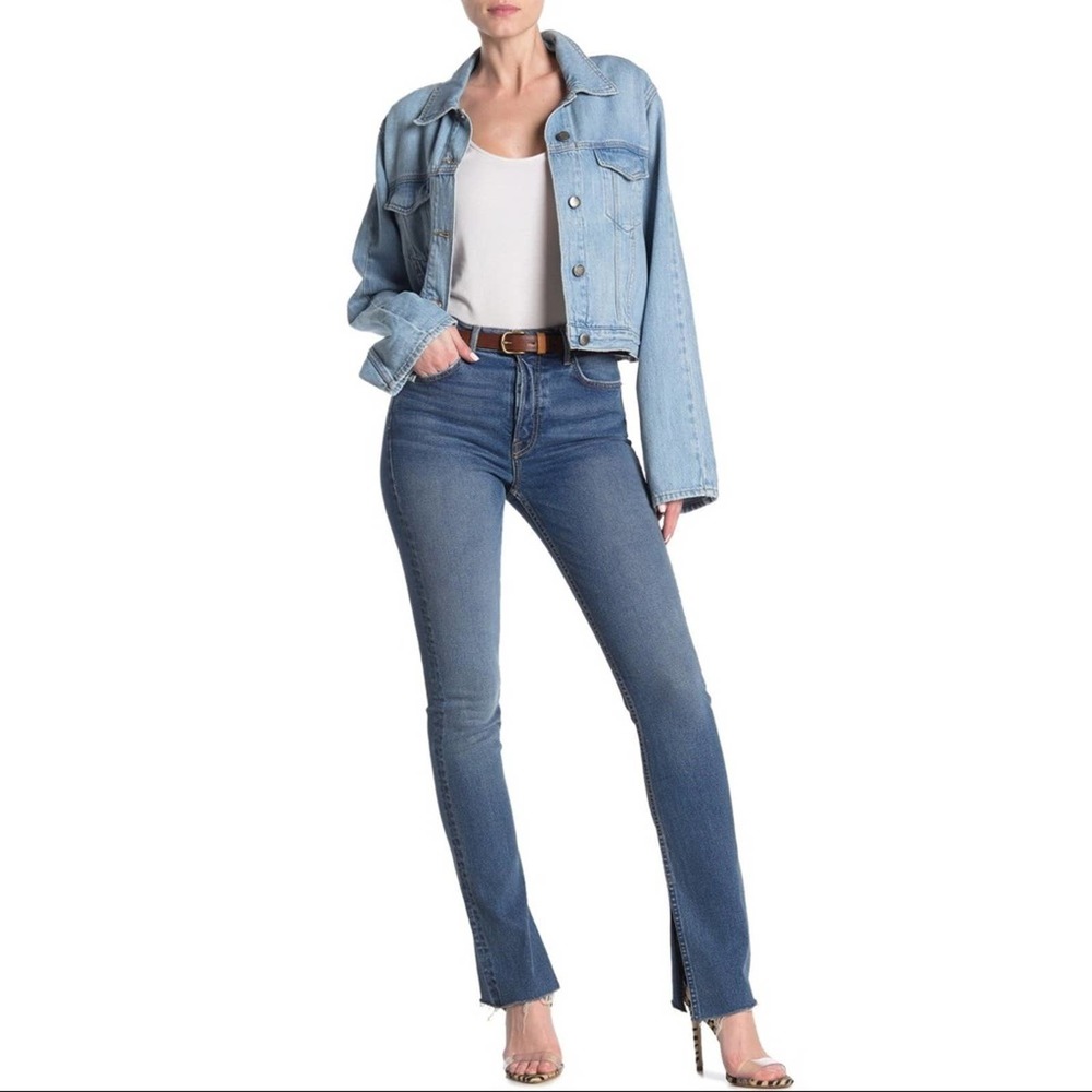 GRLFRND Addison High Rise Split Boot Cut Jeans